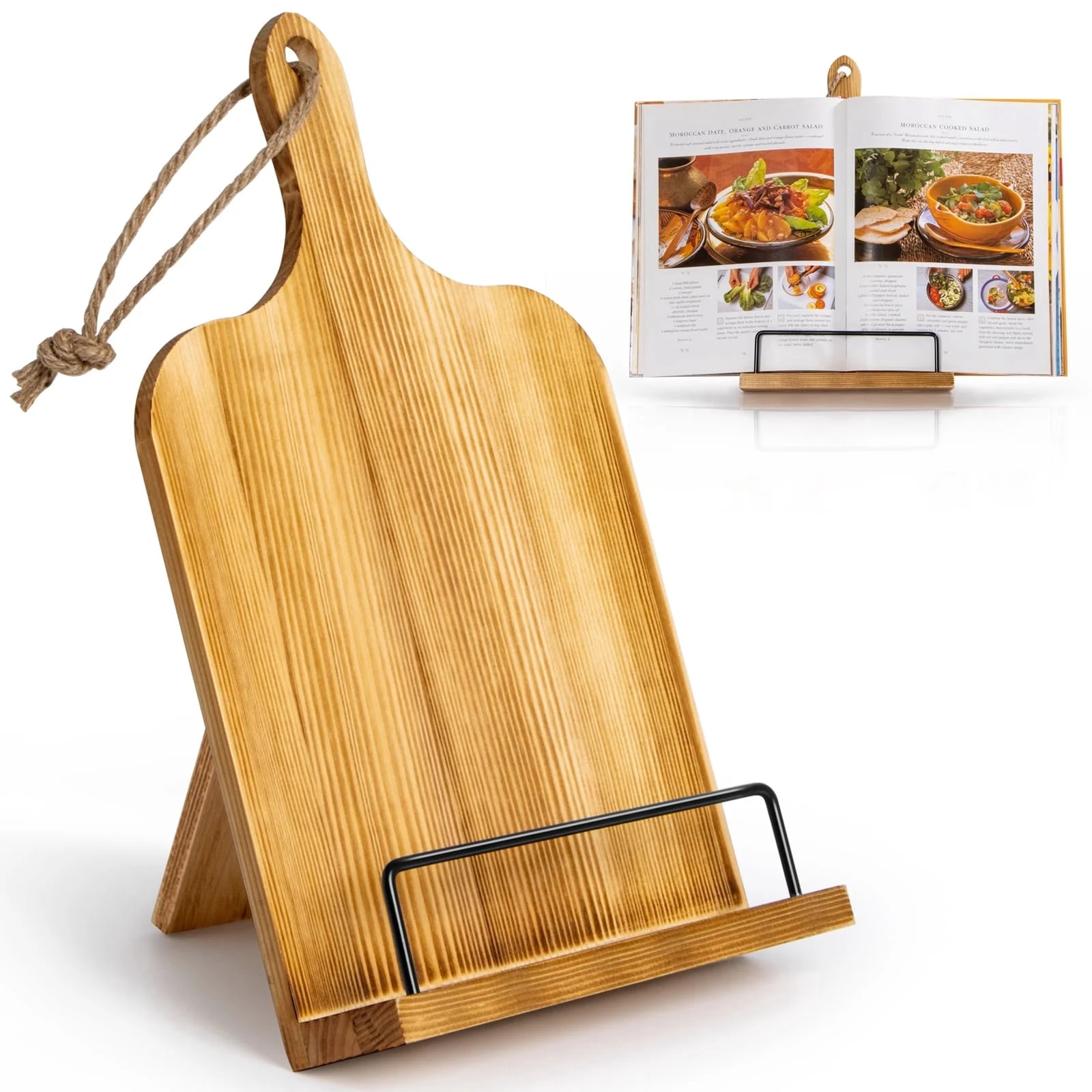 PUERSI Cook Book Stand for Kitchen Counter, Wooden Cookbook Holder, Adjustable Recipe Book Holder... | Walmart (US)
