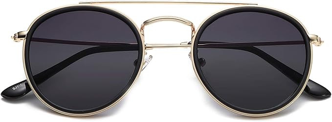 SOJOS Small Retro Round Polarized Sunglasses UV400 Double Bridge Sunnies SUNSET SJ1104 | Amazon (US)