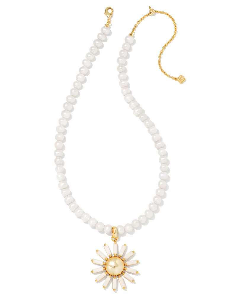 Madison Daisy Convertible Gold Pearl Statement Necklace in White Opaque Glass | Kendra Scott