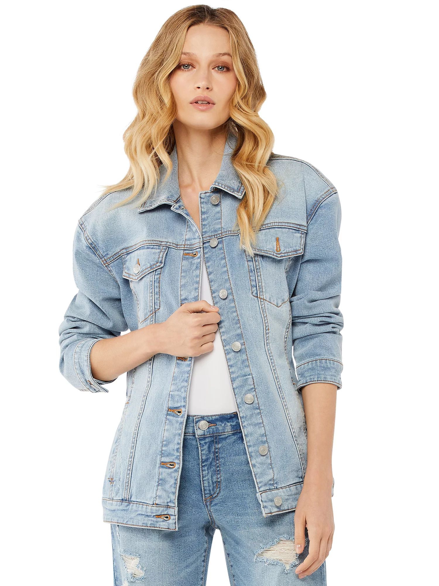 Scoop Women’s Belted Trucker Jacket - Walmart.com | Walmart (US)