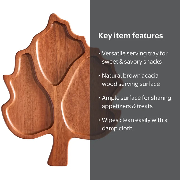 Better Homes & Gardens Figural Leaf Acacia Wood Serving Platter, 13.97 in x 11.41 in | Walmart (US)