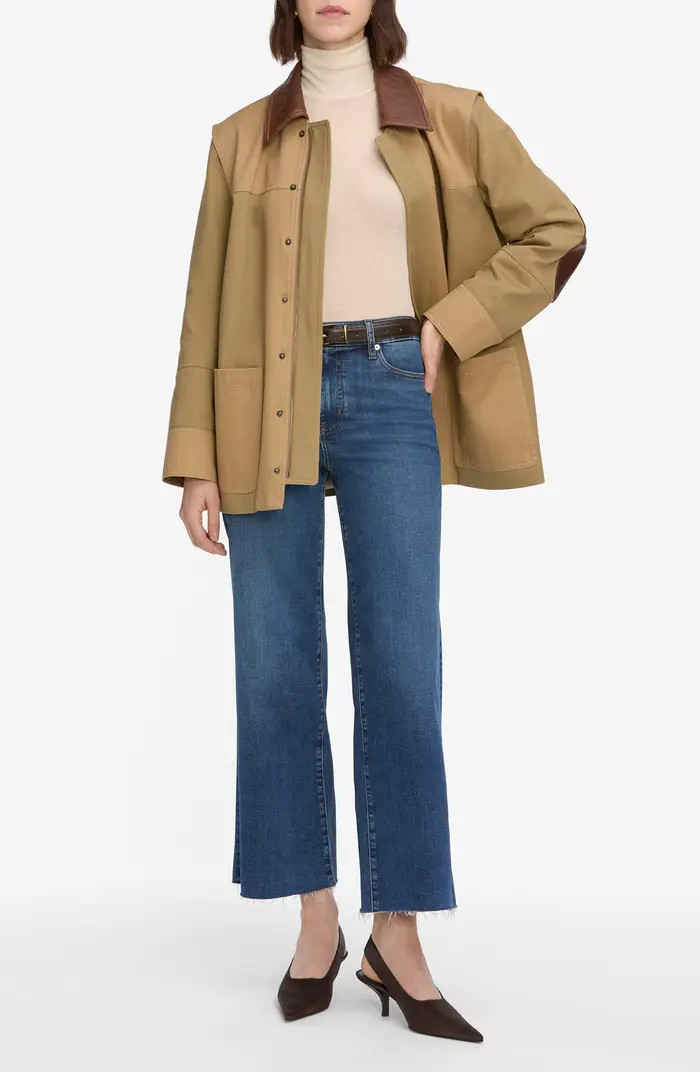 Le Slim Palazzo Raw Hem High Waist Crop Wide Leg Jeans | Nordstrom