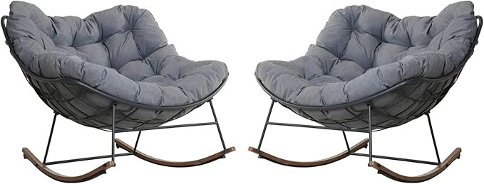 Grand patio 2-Piece Royal Rocking Chairs E-coated Outdoor Rocking Recliner Chair Set of 2 with Cu... | Amazon (US)