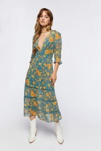 Plunging Floral Chiffon Midi Dress | Forever 21 (US)