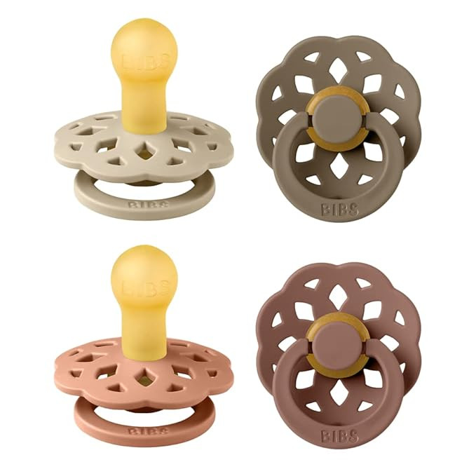 BIBS Boheme Soother 4-Pack. BPA Free Dummy Pacifier, Round Nipple. Natural Rubber Latex, Made in ... | Amazon (US)