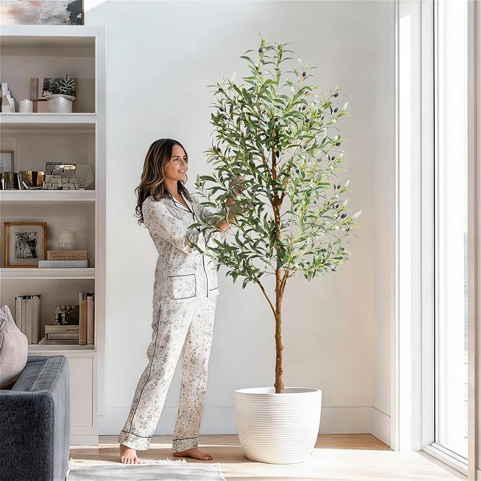 Artificial Olive Tree 6ft, Faux Olive Tree with Natural Wood Trunk Tall Silk Tree Fake Olive Plan... | Amazon (CA)