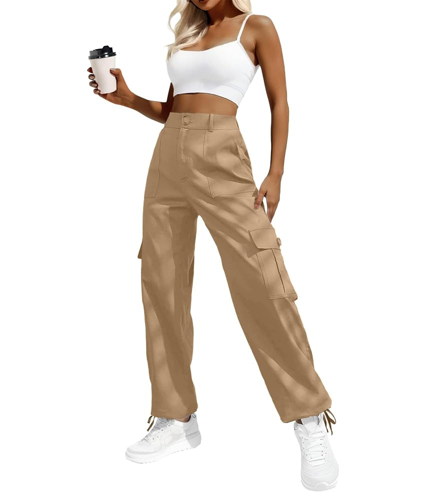 Lepunuo Women's High Waisted Cargo Pants Travel Y2K Streetwear Baggy Stretchy Pants with 6 Pocket... | Amazon (US)