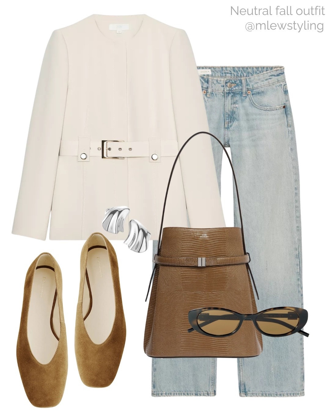 Elevated neutral fall outfit 🤍

Tags: autumn fashion, new in Zara belted blazer, light wash jeans, toteme belted bag, Gucci sunglasses, reformation suede flats, casual workwear, office outfit 

#LTKItBag #LTKShoeCrush #LTKWorkwear