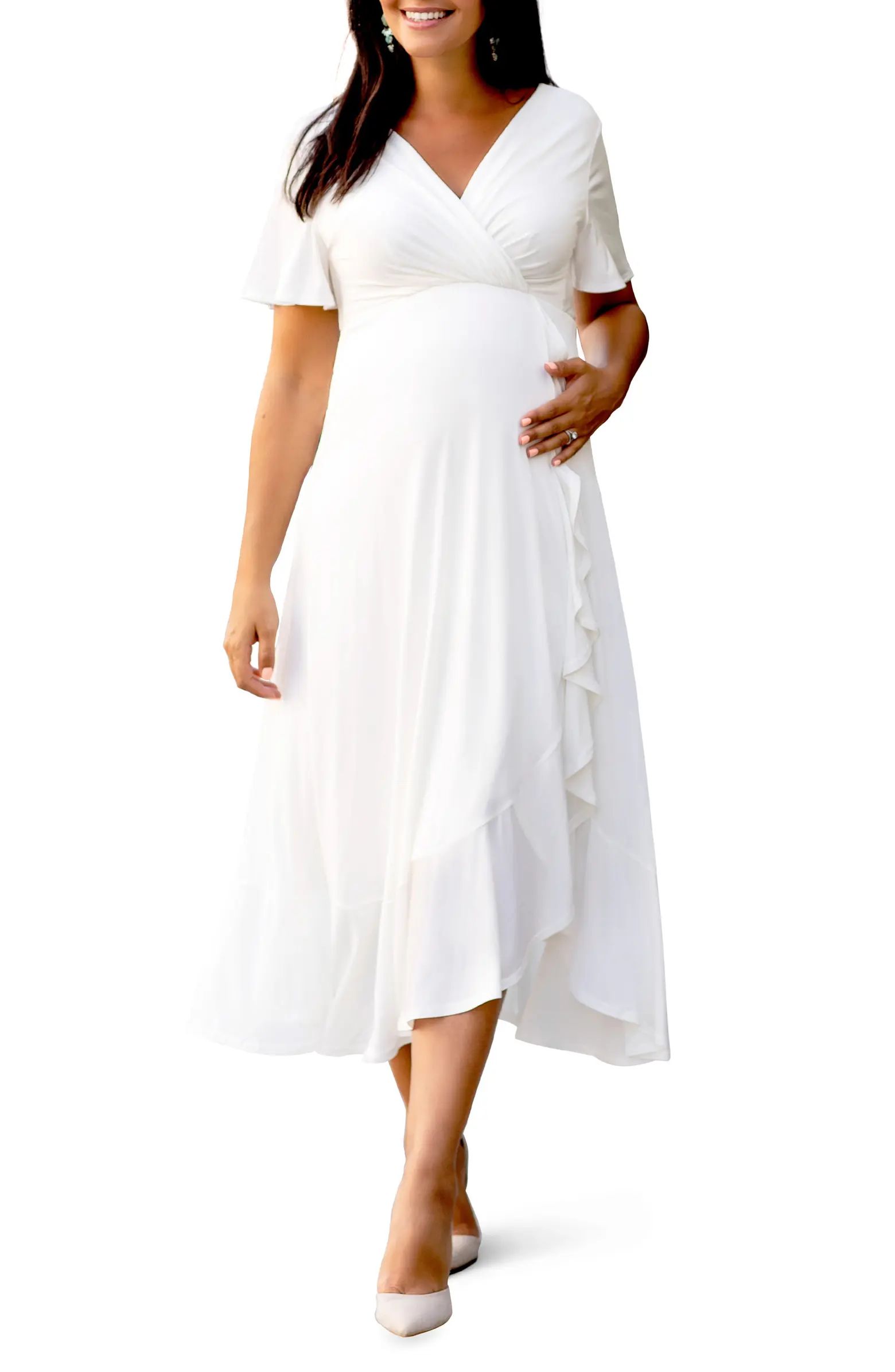 Waterfall Faux Wrap Midi Maternity Dress | Nordstrom