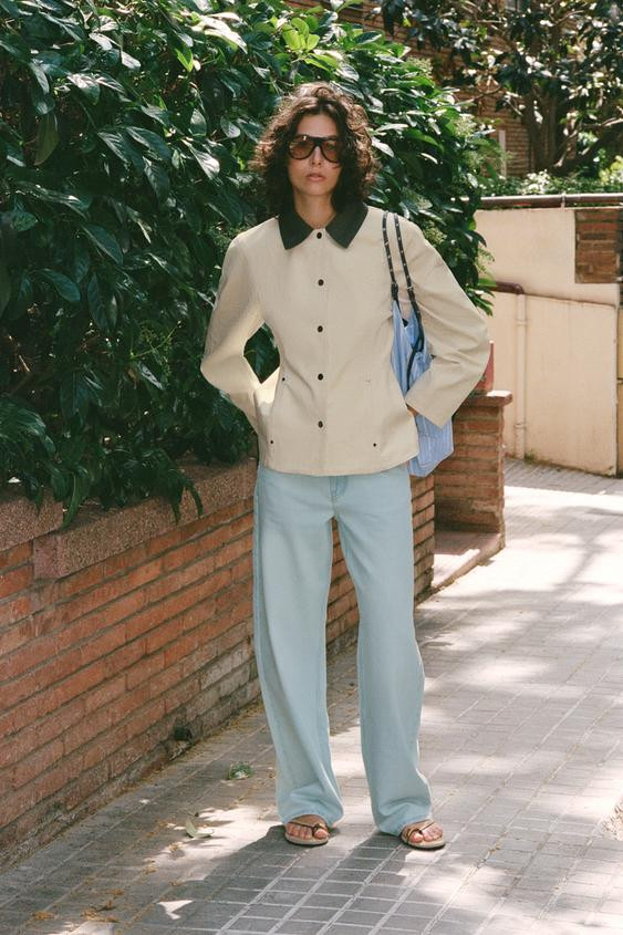 CONTRAST COLLAR PEPLUM JACKET | Zara UK