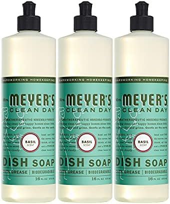 Mrs. Meyer's Dishwashing Liquid Dish Soap, Cruelty Free Formula, Basil Scent, 16 oz - Pack of 3 | Amazon (US)