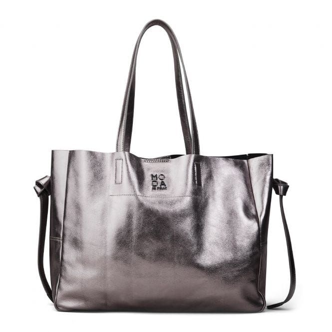 Indie Bag Pewter Leather | Moda in Pelle UK