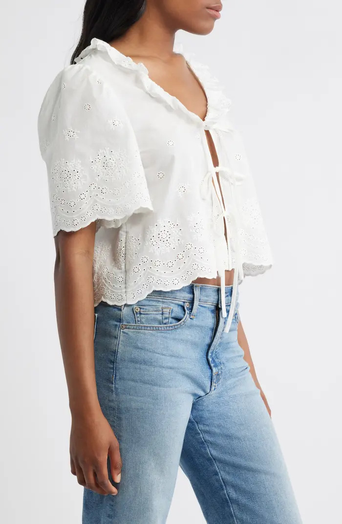 WAYF x Styled by COCO! Camilla Cotton Eyelet Crop Top | Nordstrom | Nordstrom