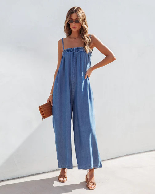 Coronado Denim Pocketed Jumpsuit | VICI