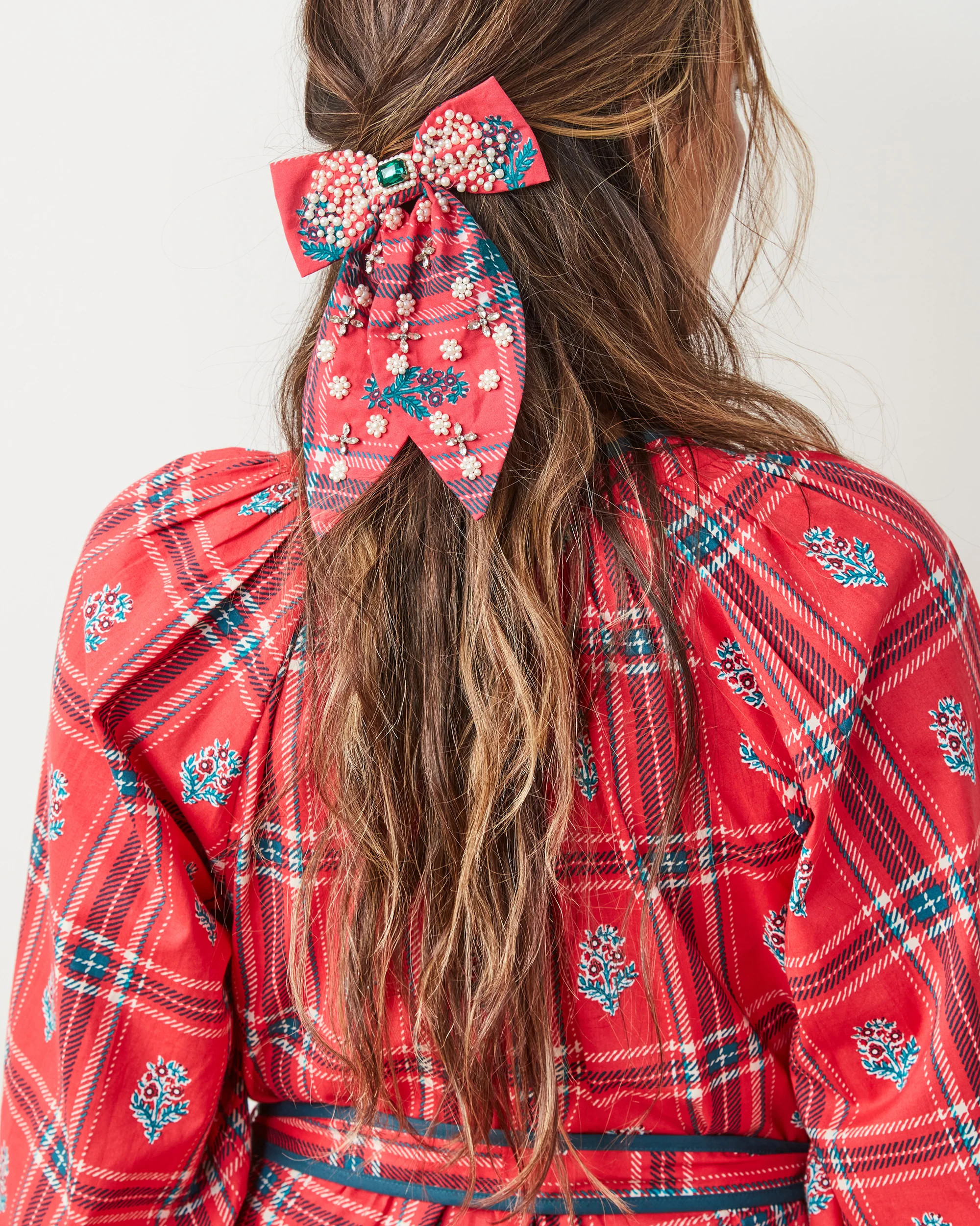 Nostalgia Plaid - Embellished Bow - Navy | Printfresh