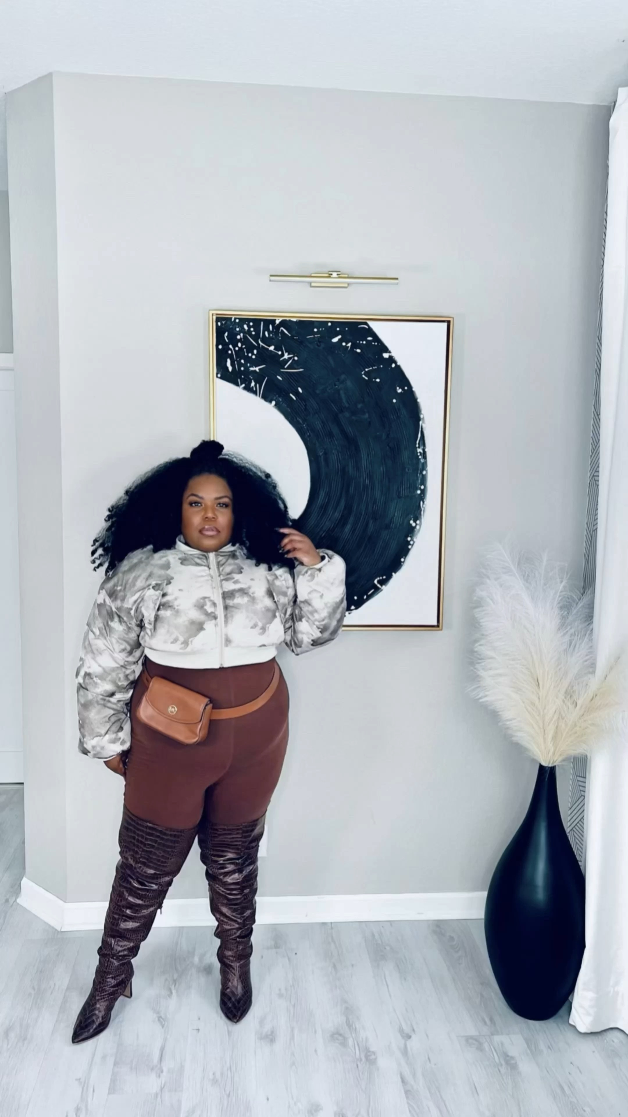 Crop Puff Jacket + Jumpsuit + Thigh High Boots = 🤎🤎🤎

#LTKmidsize #LTKplussize #LTKstyletip