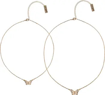 Tear and Share Silver Tone Butterfly Pendant Necklaces | Nordstrom