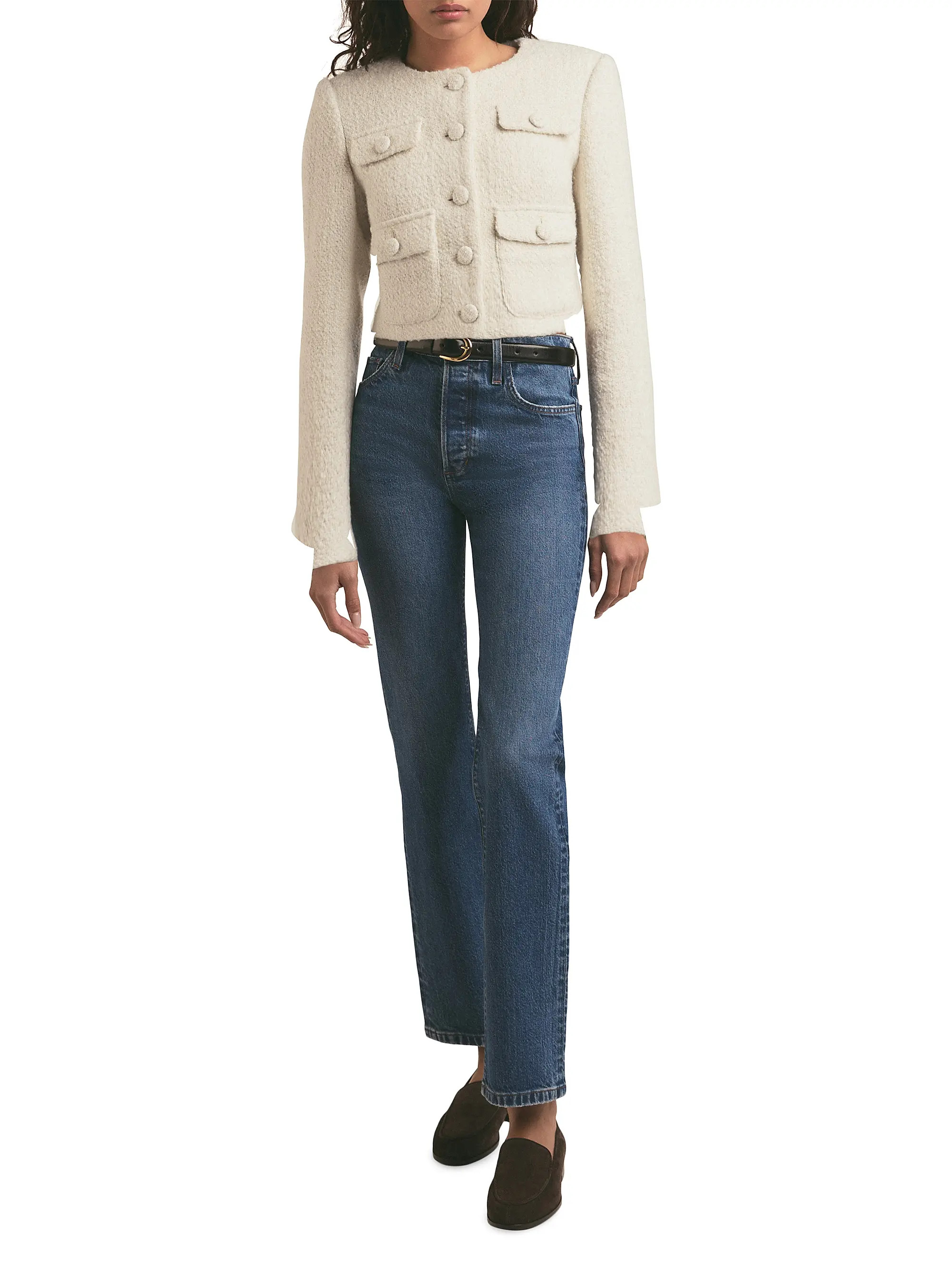 Emily Boucle Cropped Button-Front Jacket | Saks Fifth Avenue