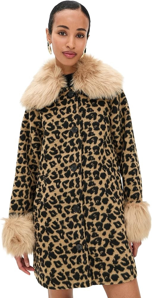 Never Fully Dressed Women's Leopard Coat with Fur Trims | Amazon (US)