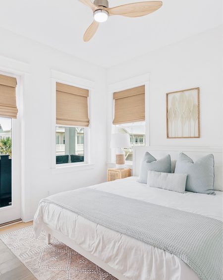 Coastal bedroom design at a short term rental. It would also make a great guest bedroom.