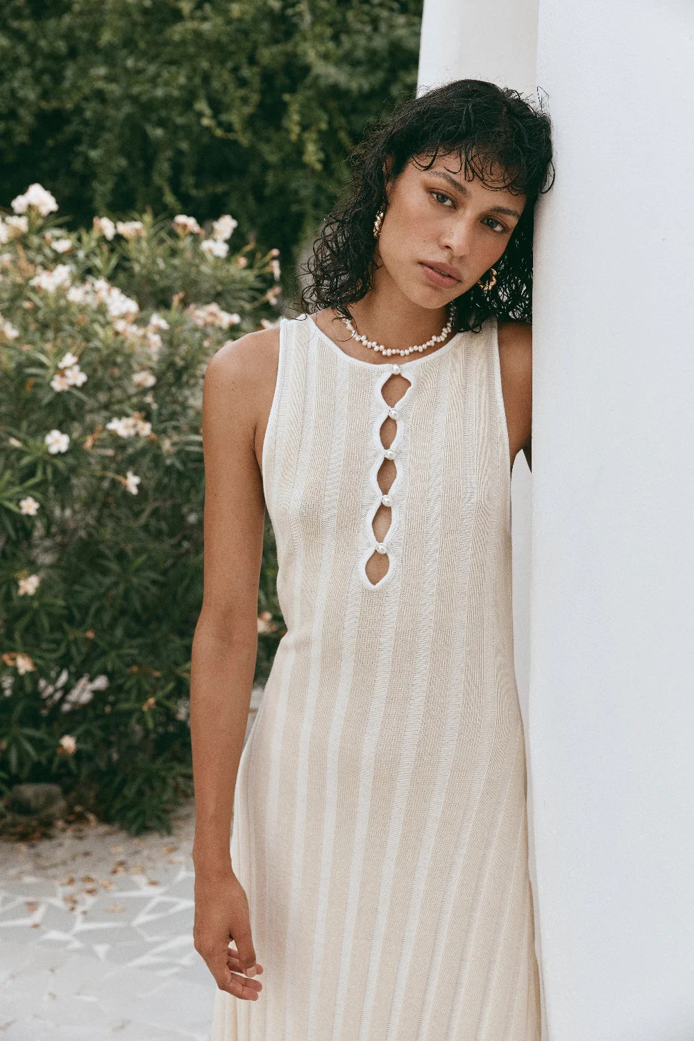 El Mar Knit Maxi Dress Cream | VRG Grl
