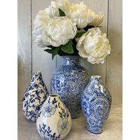 Blue & White Bud Vases- 3 Sizes - Home Decor Ceramic Floral Vases | Etsy (US)