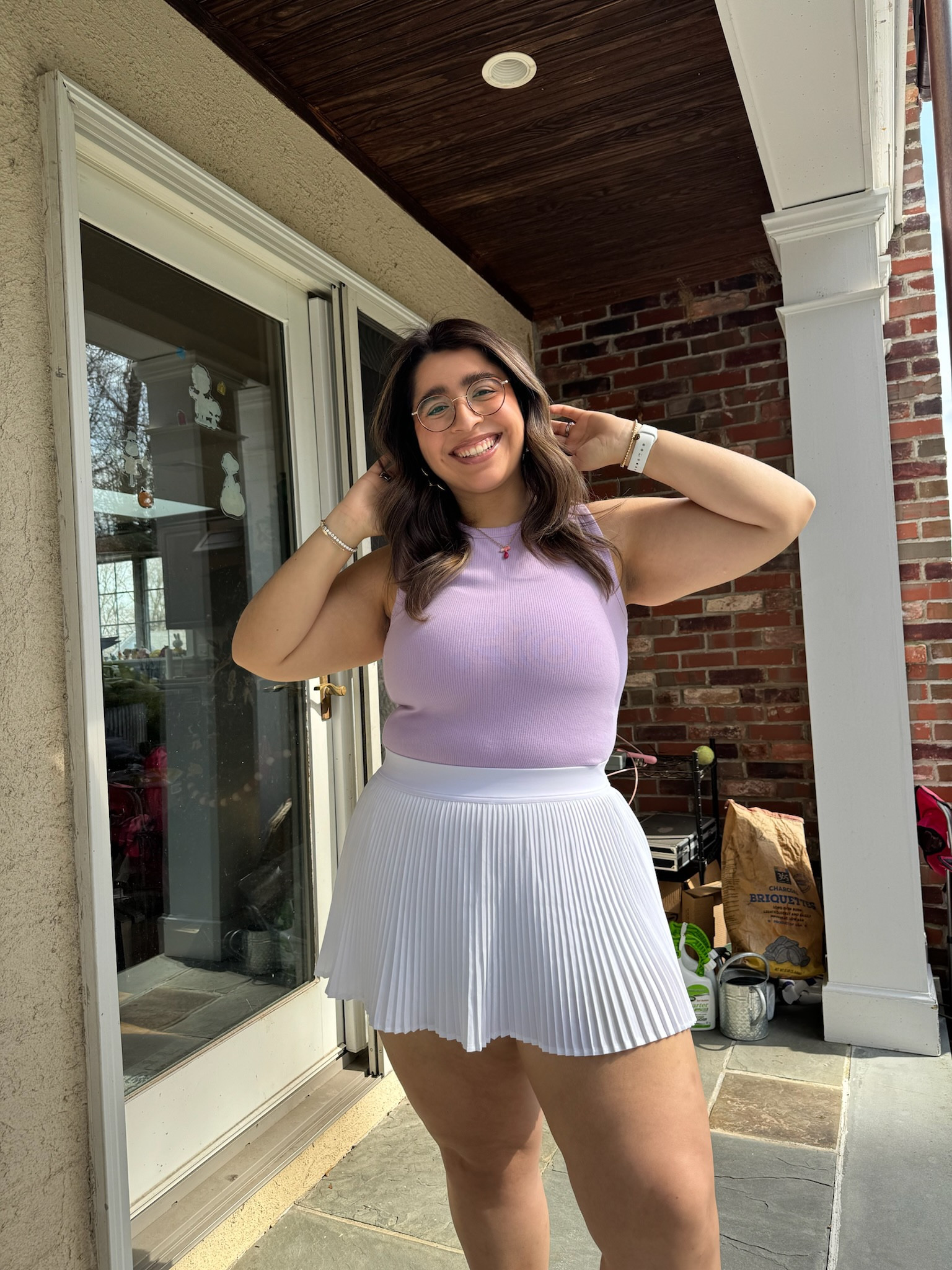 Casual spring outfit, midsize athleisure style 🤍 one of my favorite tennis skirts ever from lululemon! Linking a more affordable option from Amazon as well🙌🏼

#LTKmidsize #LTKstyletip #LTKfitness