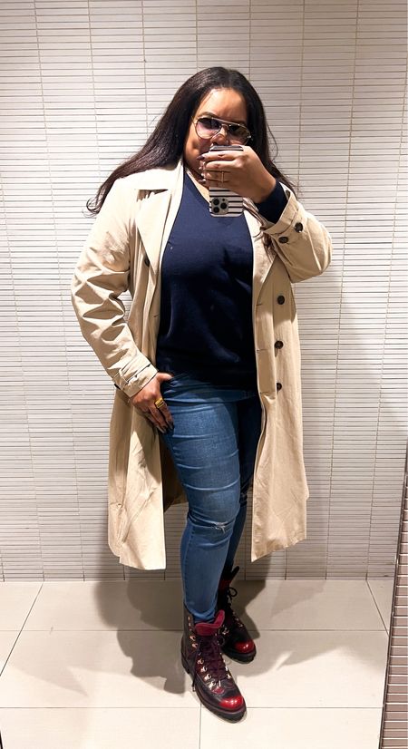 Spring is in the air! Casual OOTD Midsize Spring Outfit. Also, heavy on the shoe crush as I'm living in these boots by The Office of Angela Scott. Trench Coat from Amazon, wearing an XXL, jeans from Nordstrom. #ltkseasonal #ltkmidsize #ltksalealert 

#LTKshoecrush #LTKover40 #LTKstyletip