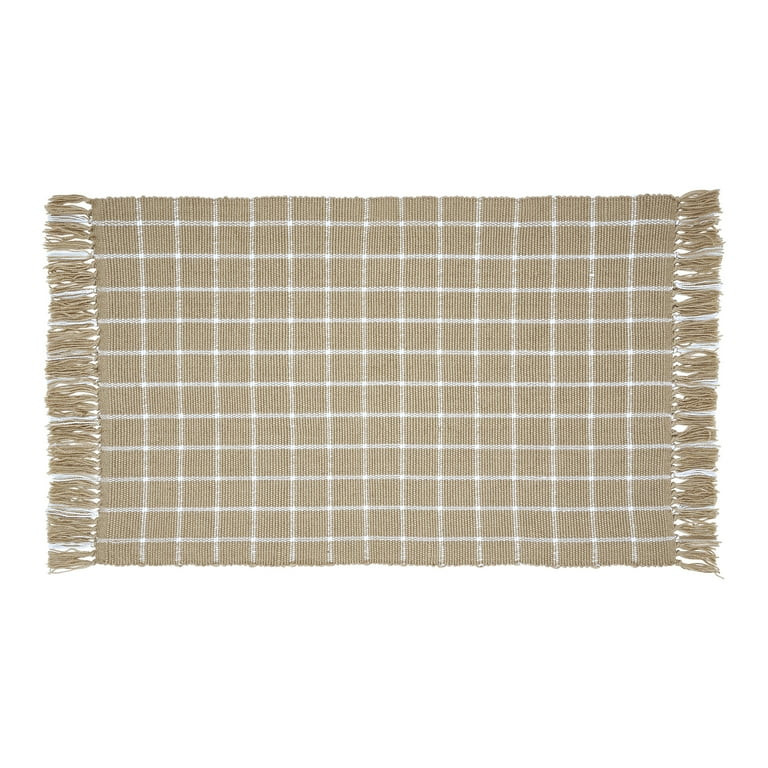 My Texas House Tan Windowpane Fringe Indoor/Outdoor Layering Rug, 24" x 38" - Walmart.com | Walmart (US)