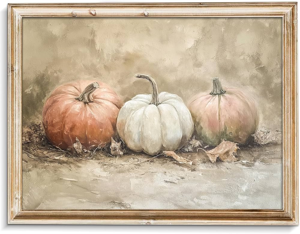 uniro Rustic Autumn Pumpkin Painting Wall Art, Pumpkin Still Life Painting, Rustic Fall Art,Vinta... | Amazon (US)