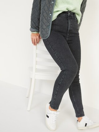Higher High-Waisted Button-Fly Rockstar 360° Stretch Super Skinny Jeans for Women | Old Navy (US)