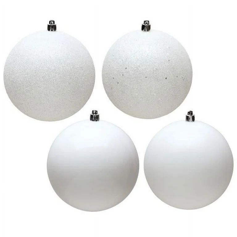 6 in. White 4 Finish Assorted Color Christmas Ornament Ball - 4 per Bag | Walmart (US)