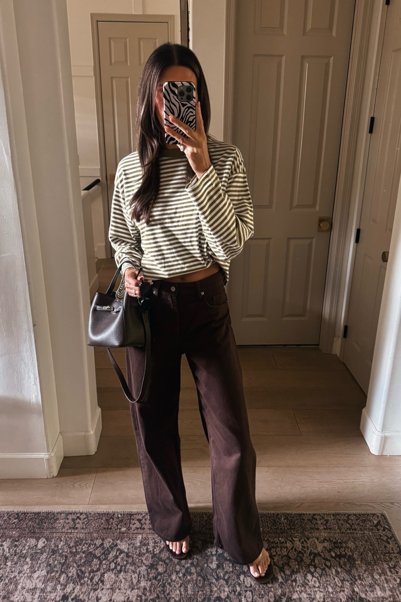 Cutest olive green and white striped tee from Target . Paired with older brown barrel jeans from Zara .

#LTKootd #LTKTall