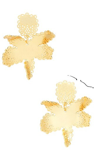 Lele Sadoughi Lace Metal Paper Lily Earrings in Metallic Gold. | Revolve Clothing (Global)