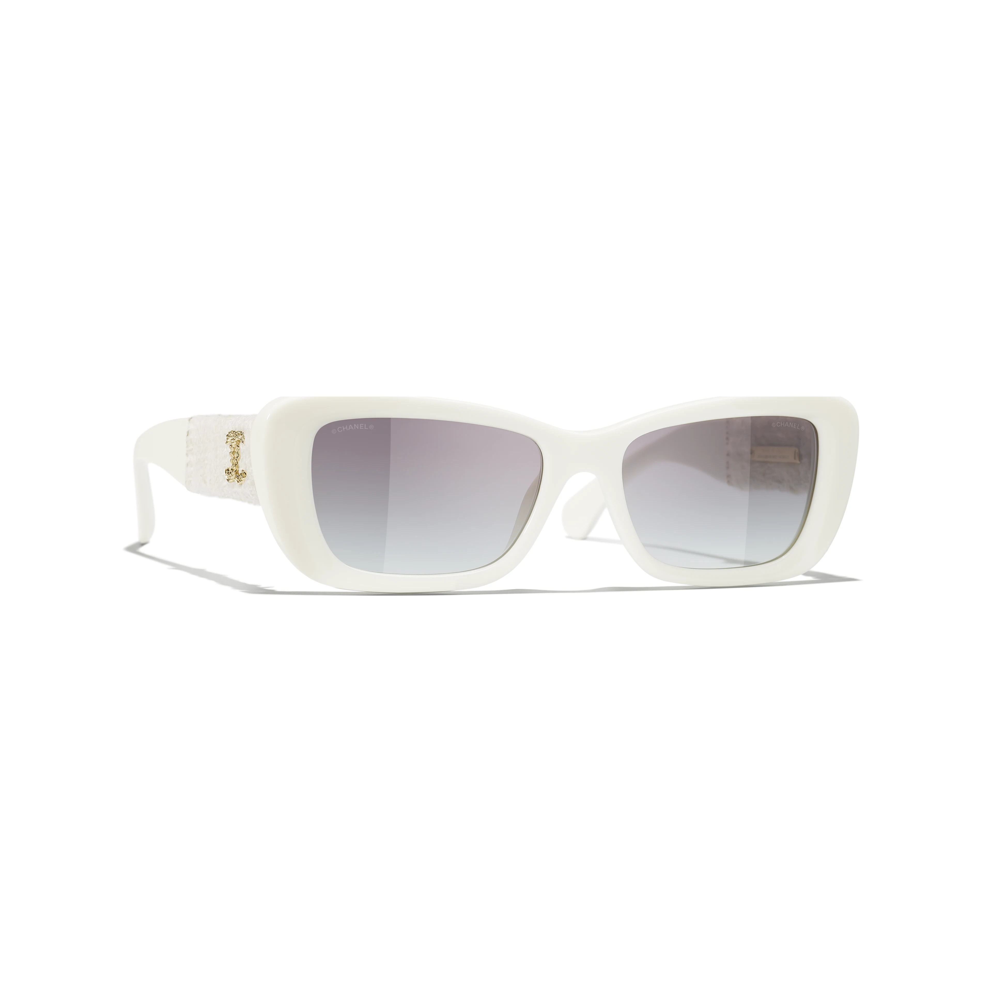 Sunglasses: Rectangle Sunglasses, acetate & tweed — Fashion | CHANEL | Chanel, Inc. (US)
