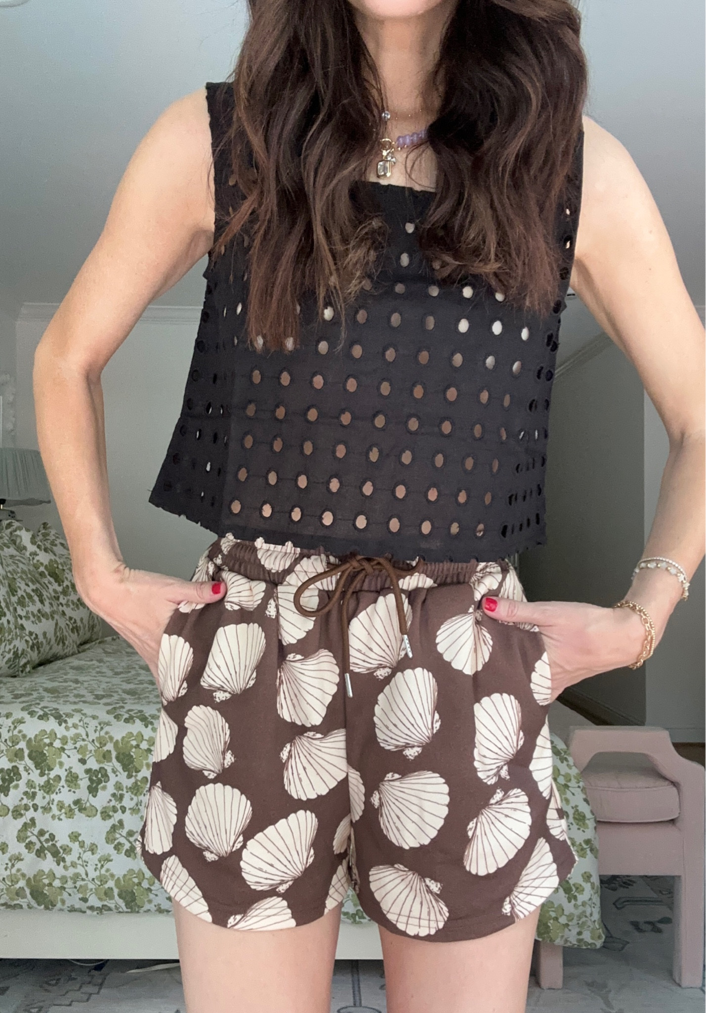 Cotton eyelet tops - size small 