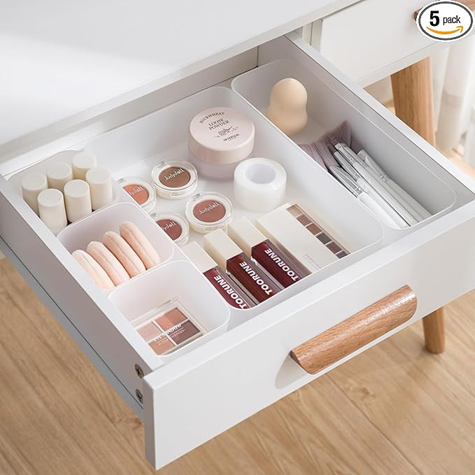 Poeland 5 Pcs Drawer Organizer Tray Storage Box for Bedroom Nightstand Drawer Dresser Bathroom Ki... | Amazon (US)