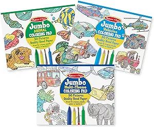 Melissa & Doug Jumbo 50-Page Kids' Coloring Pads Set - Animals, Vehicles, and More | Amazon (US)