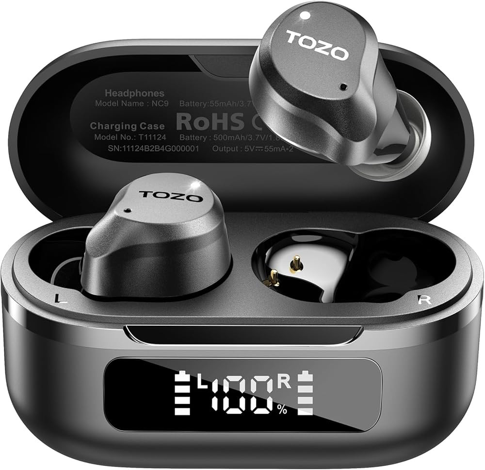 TOZO Hybrid Active Noise Cancelling Wireless Earbuds, 6 Mics ENC Clear Call, IPX8 Waterproof, in ... | Amazon (US)