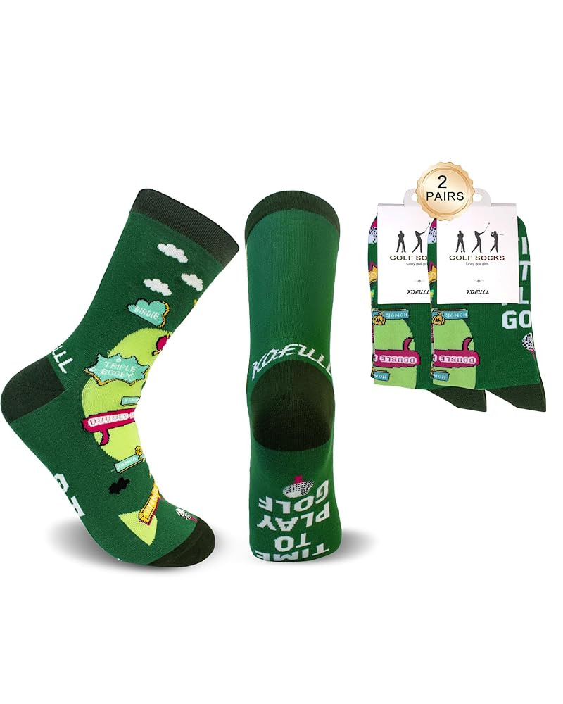 KOFULL Fun Golf Socks- 2 Pairs for Stocking Stuffers & Tournament Prizes, Pickleball Socks -Gifts... | Amazon (US)