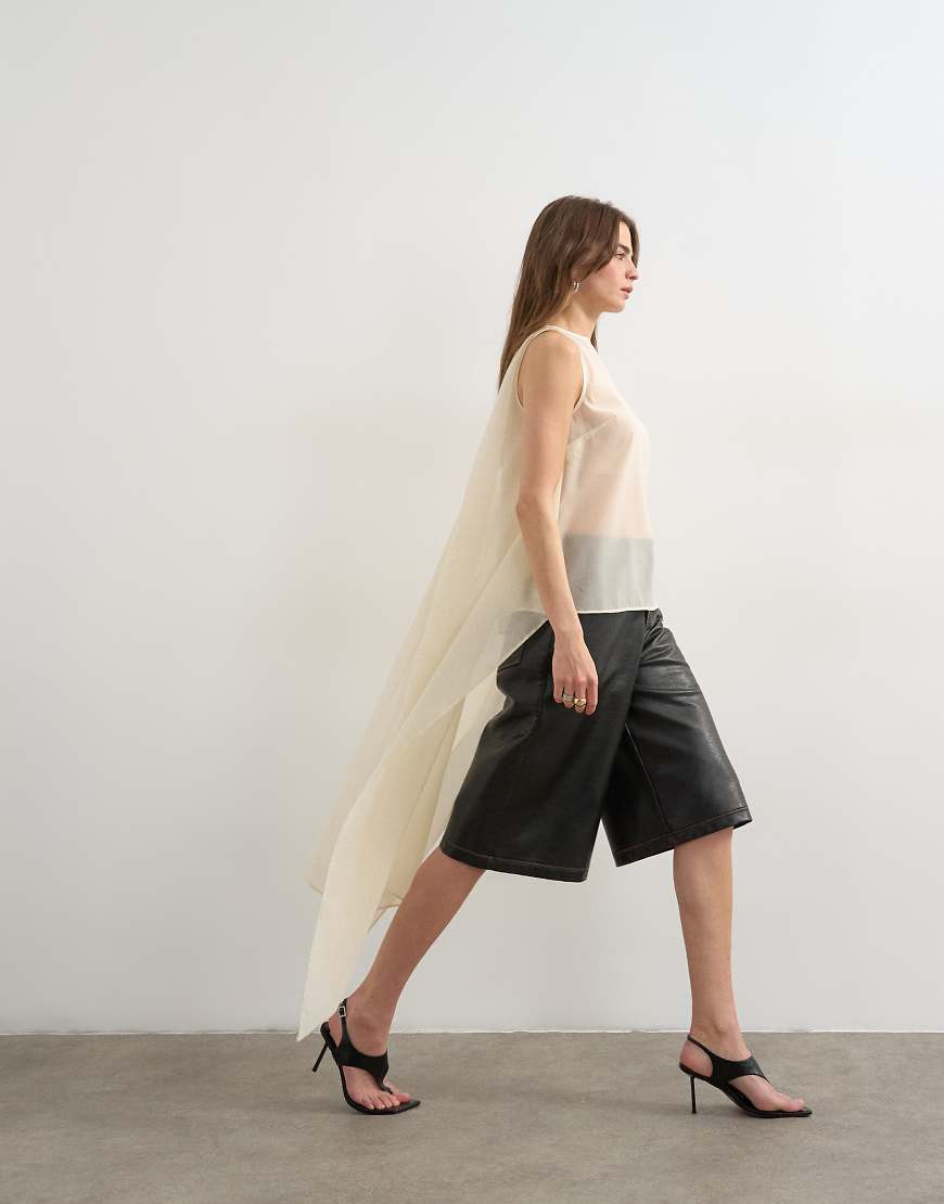 Topshop sheer organza drape tunic top in ecru-White | ASOS (Global)