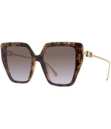 FENDI Women's Baguette Logo 55mm Geometric Oversized Sunglasses - Havana | Dillard's