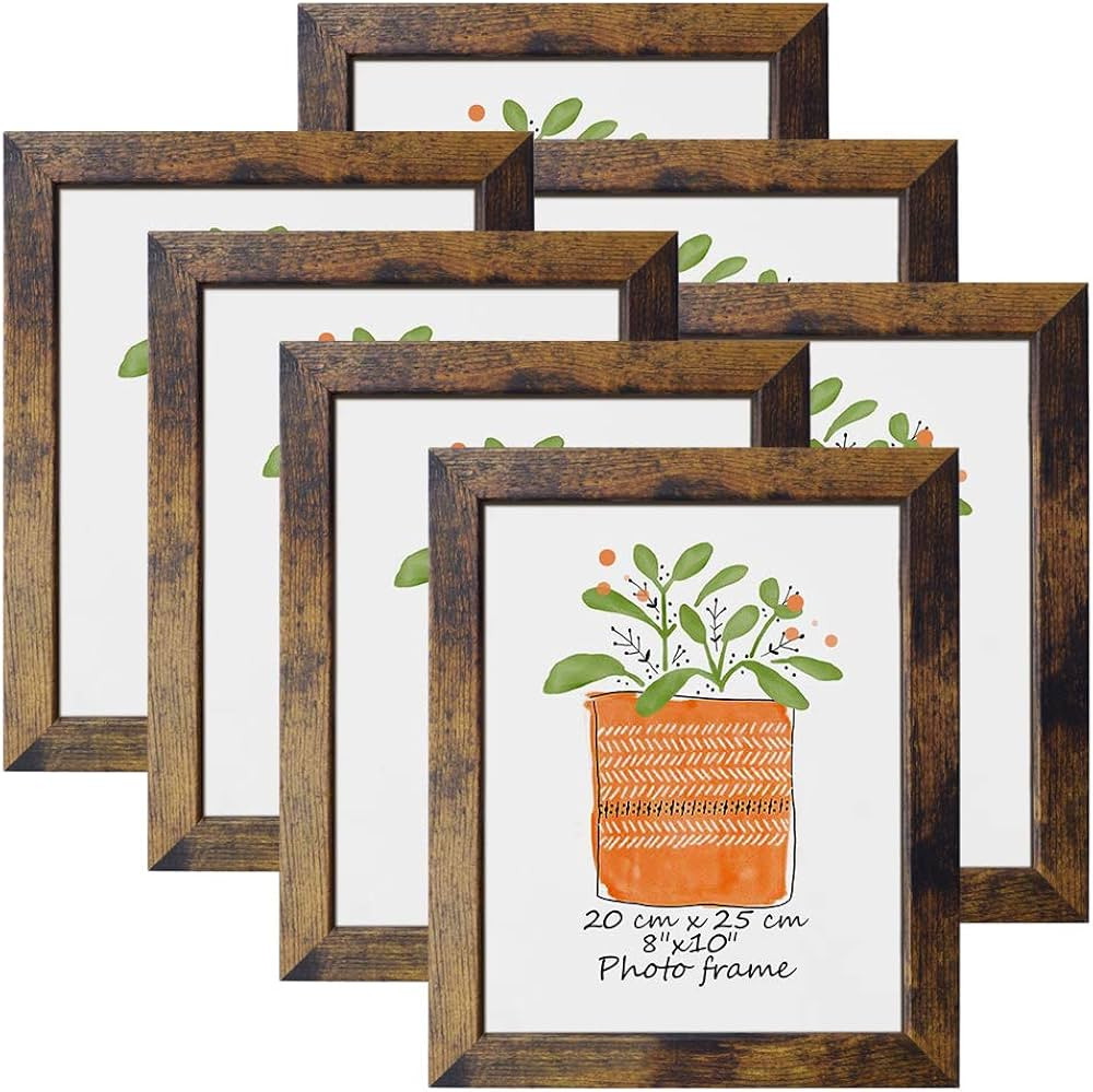 PETAFLOP 8x10 Picture Frame Rustic Brown Frames Fits 8 by 10 Inch Prints Wall Tabletop Display, 7... | Amazon (US)