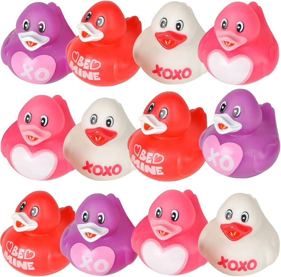 ArtCreativity 2-Inch Valentine's Rubber Duckies, Pack of 12, Cute Valentine Bath Toys, Fun Rubber... | Amazon (US)