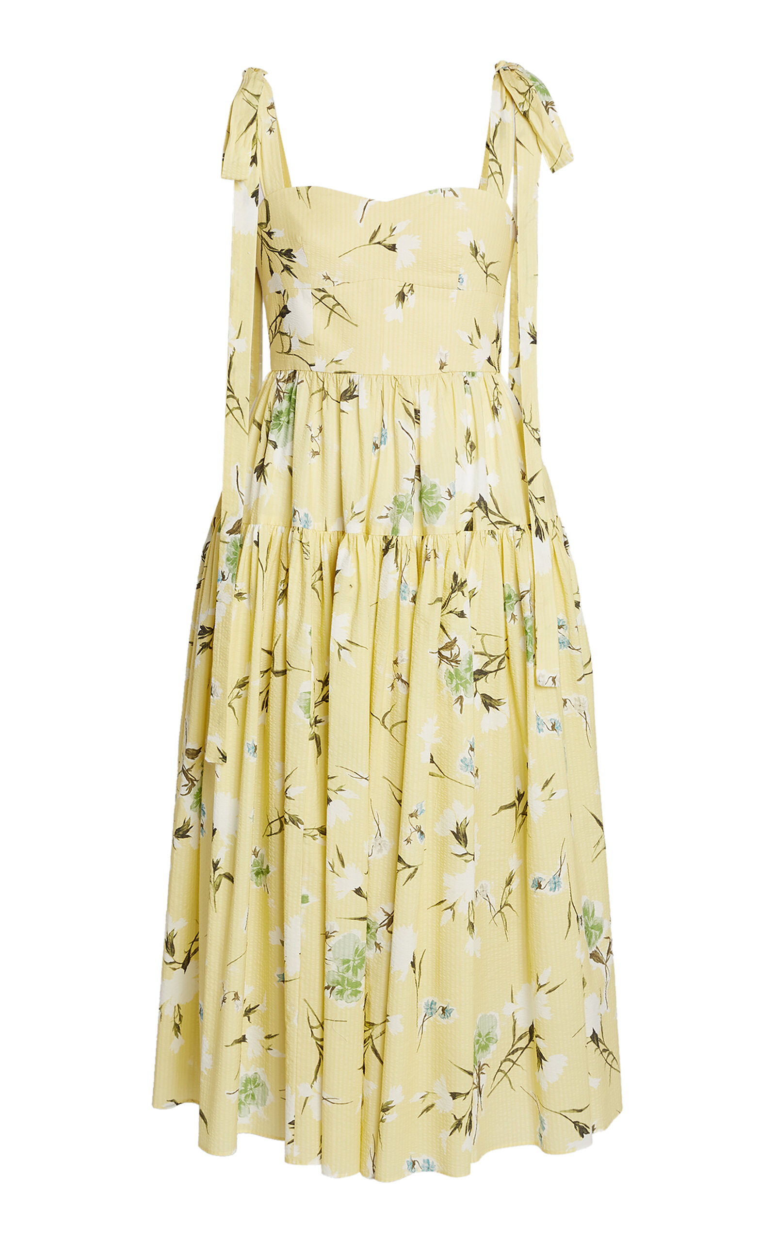 Floral Gathered Cotton Midi Dress | Moda Operandi (Global)