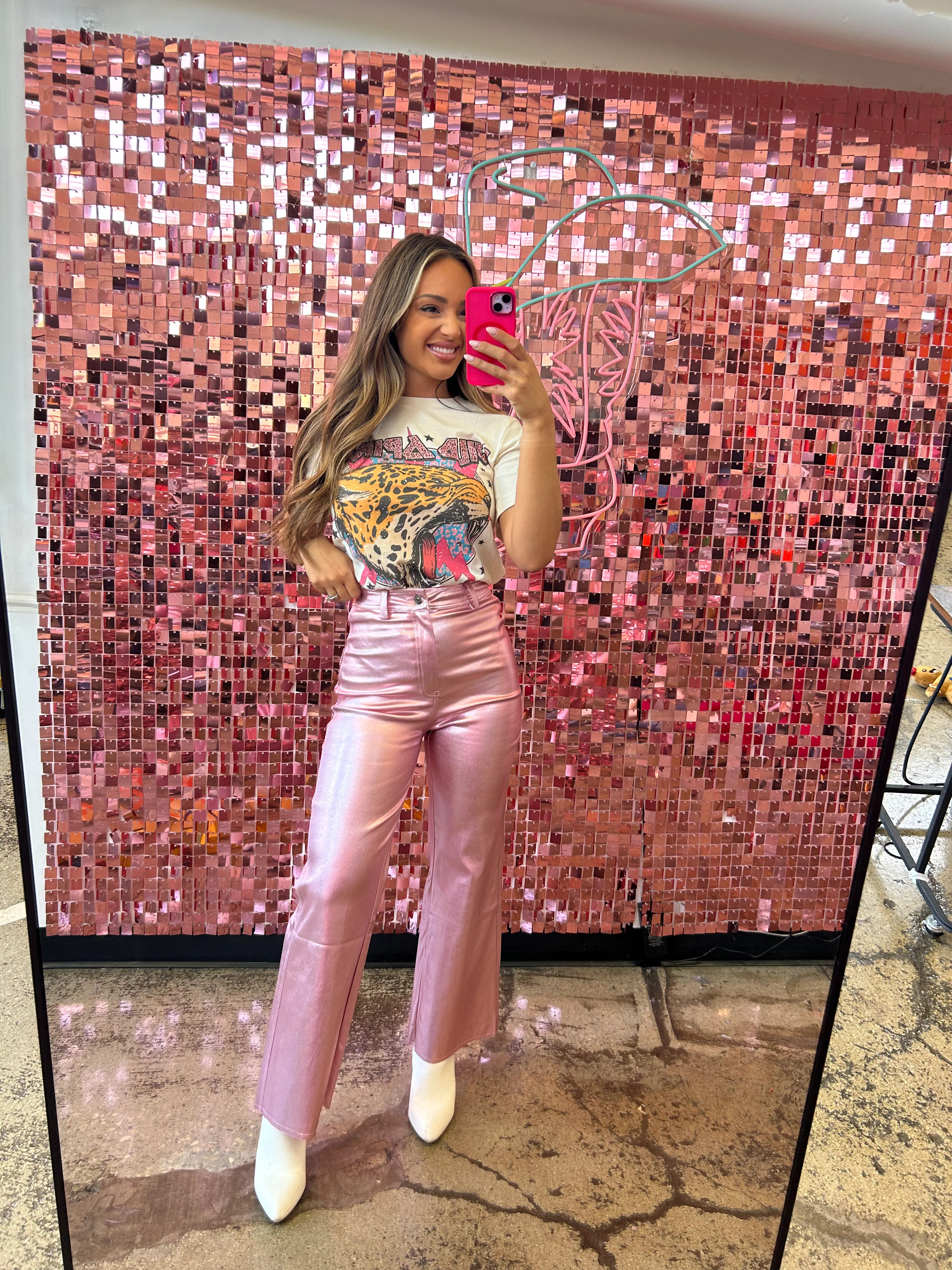 Raven Wide Leg Metallic Denim Pants | Willow Boutique