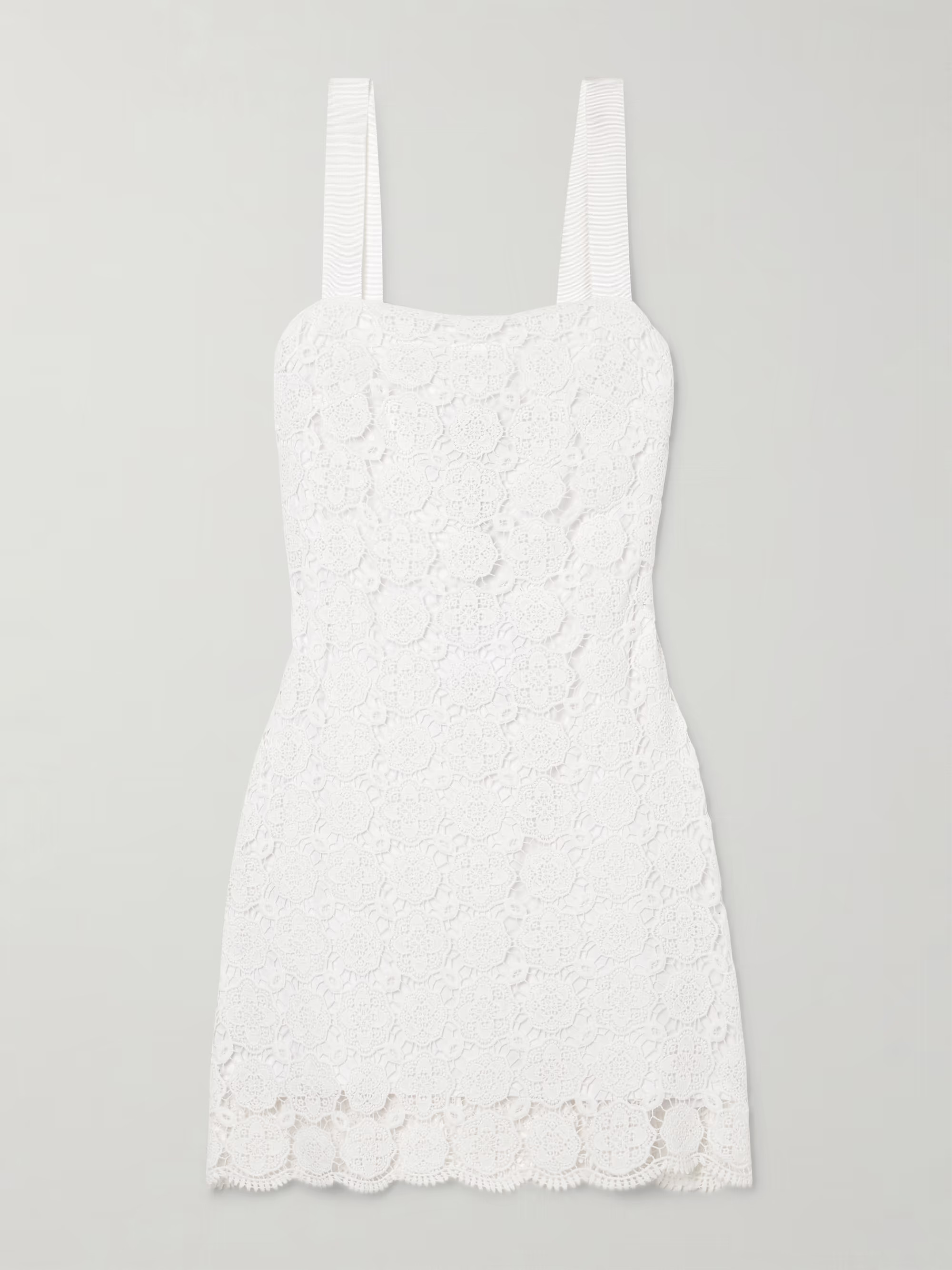 Kira grosgrain-trimmed guipure lace cotton mini dress | NET-A-PORTER (US)