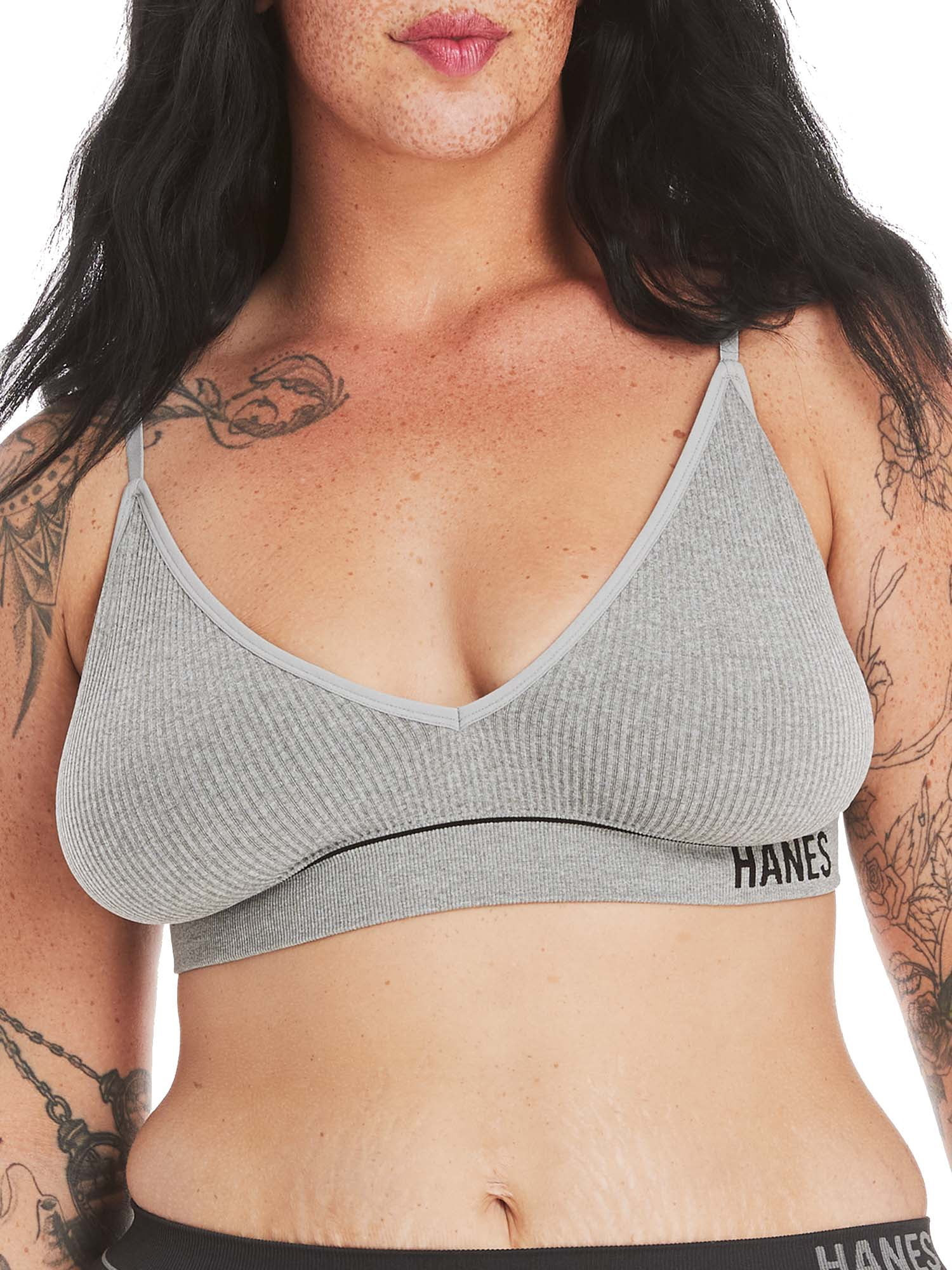 Hanes Originals Women’s Seamless Rib Triangle Bralette, ComfortFlex Fit, Style MHB005 | Walmart (US)
