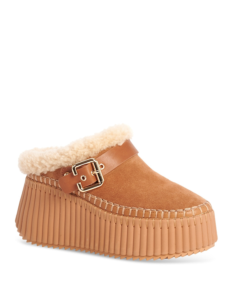 Chloe Women's Nama Shearling Lined Wedge Mules | Bloomingdale's (US)