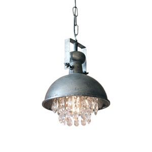Gun Metal One-Light Dome Pendant with Hanging Crystal | Bellacor